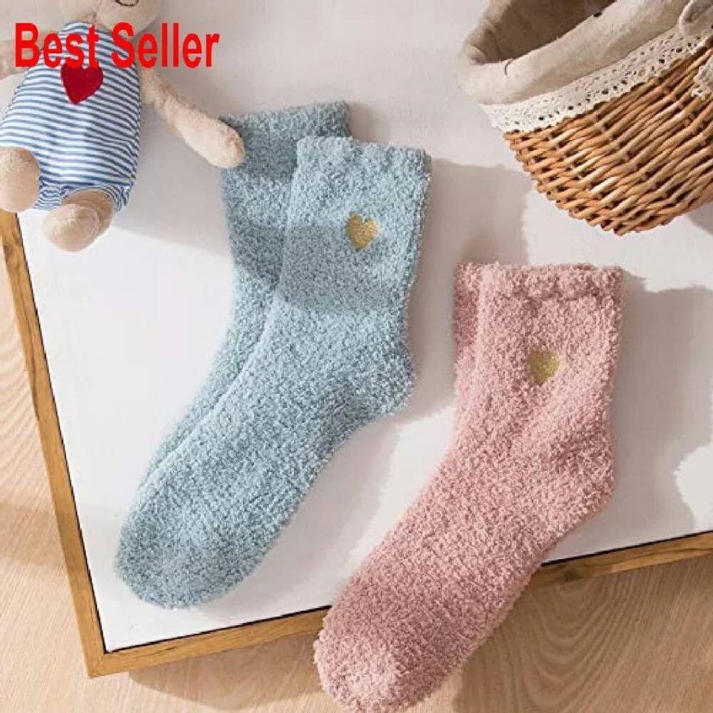 Super Soft Microfiber Slipper Socks Cozy Sleeping Crew Fuzzy Warm